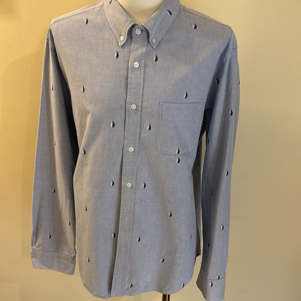 J Crew Flex Causal Sailing All Over Print Button Down Shirt Men's Extra Large